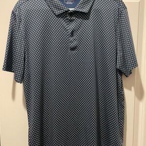 Men's Blue Geometric Polo Shirt